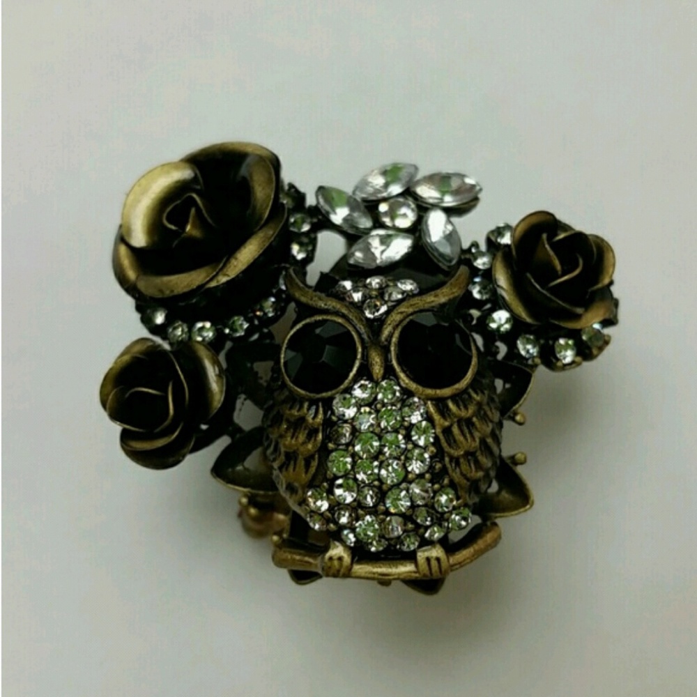 Owl & Roses Crystal Ring - Picture 3 of 3